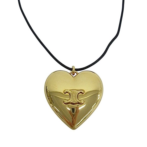 Celine Jewelry - CELINE Cool 24SS Triomphe Heart Pendant Necklace Gold